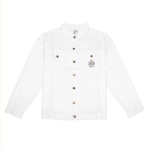 Pusheen the Cat Boba Themed White Denim Jacket (MEDIUM)